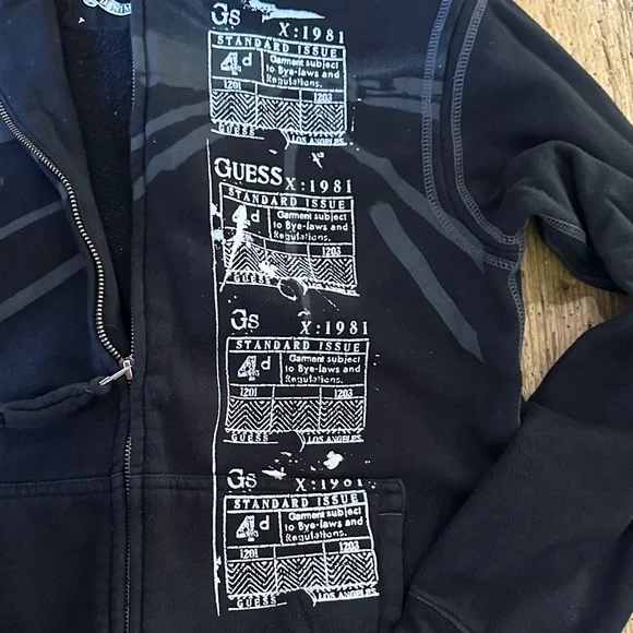 Guess Black Graphic Jacket.        F - Picture 3 of 9